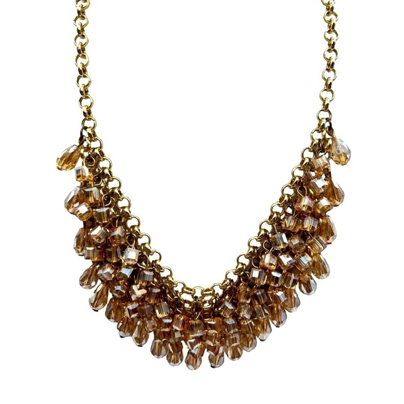 Vintage Gold Chain Necklace & Bracelet Set With Dangling Beads.  A6 - Picture 2 of 12